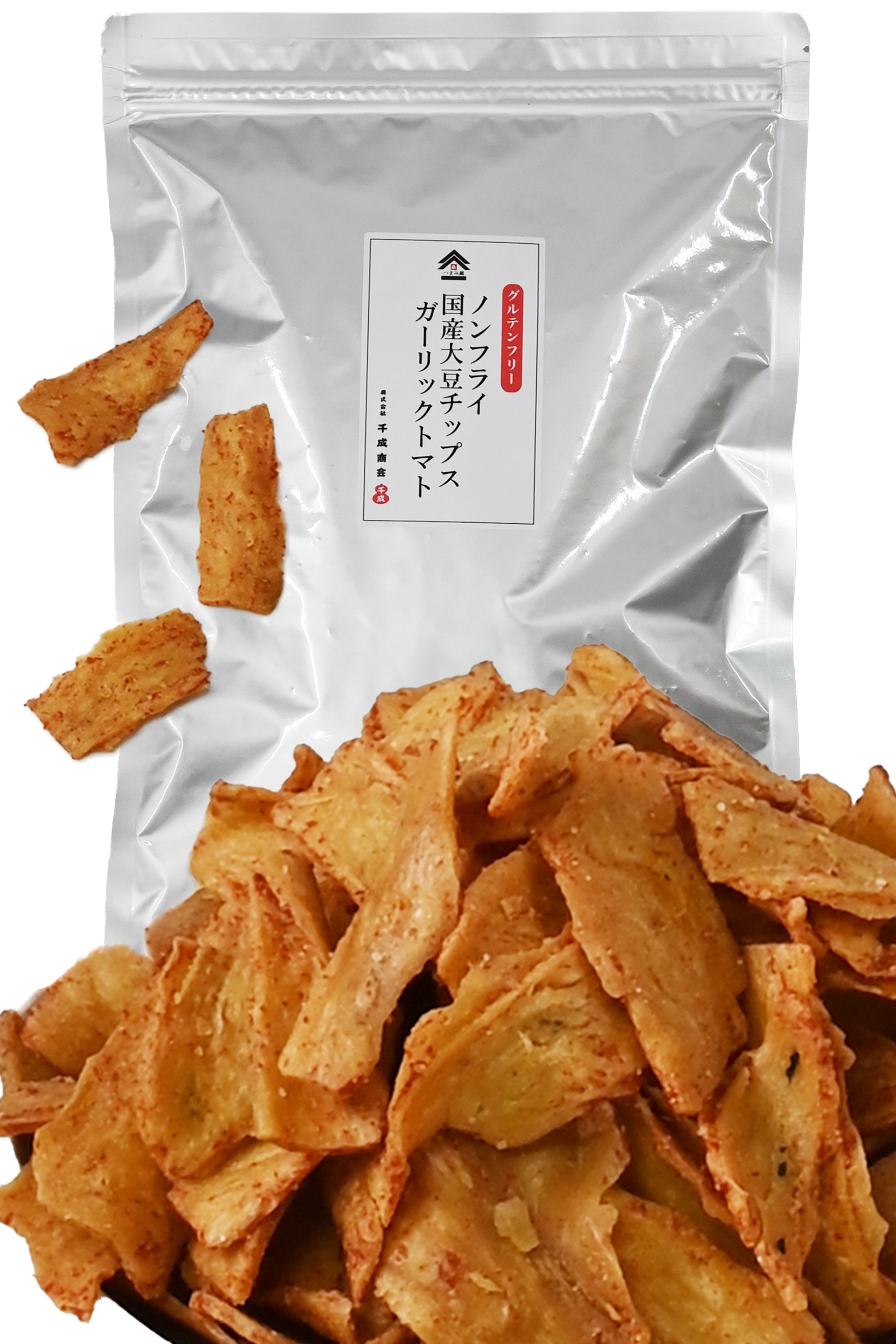 つまみ蔵 ] ノンフライ 国産 大豆チップス ( ガーリックトマト )300g