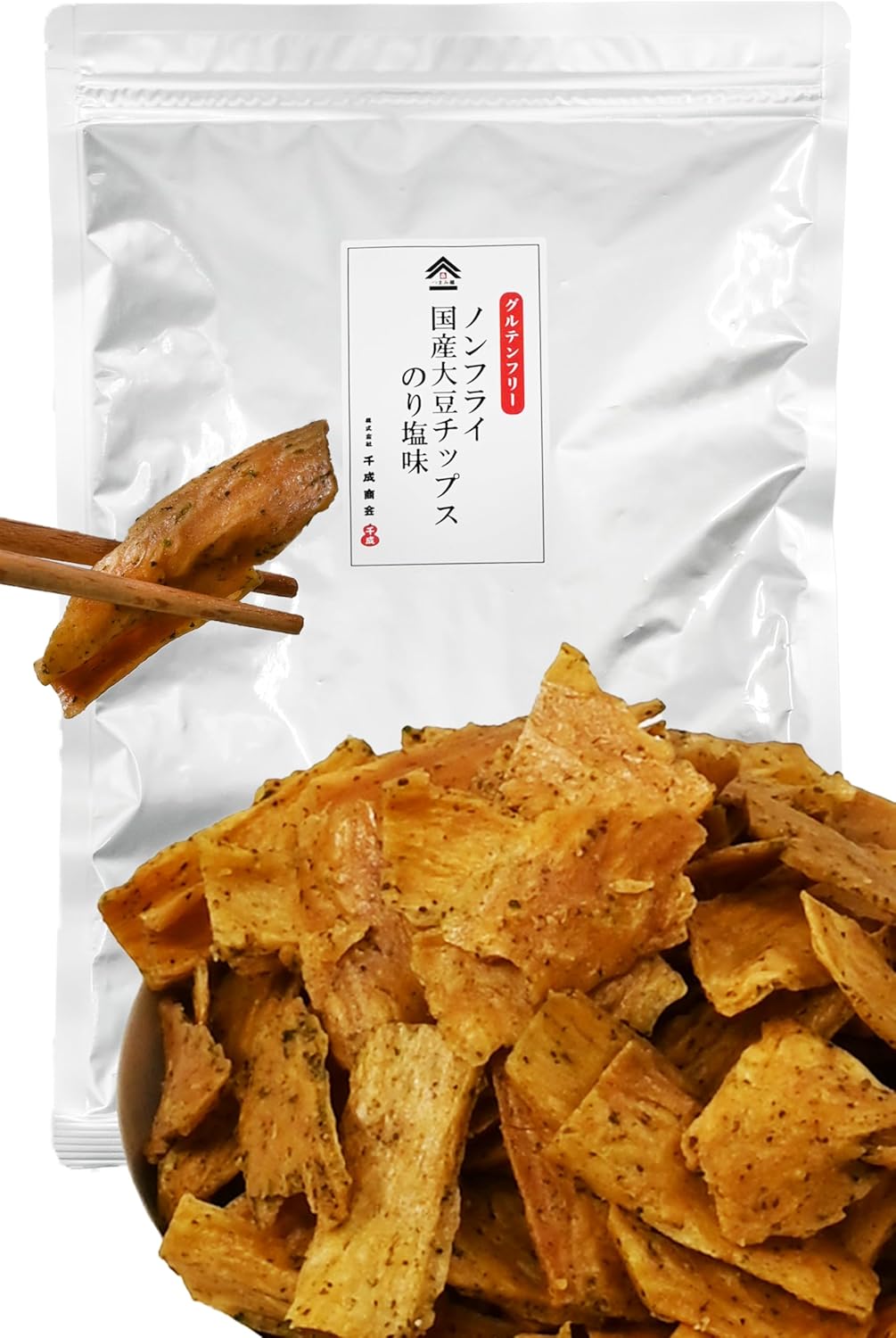 [ つまみ蔵 ] ノンフライ 国産 大豆チップス (のり塩) 300g【保存料・着色料不使用 体に良いおやつ 】 菓子 スナック 酒のつまみ (食物繊維 豊富な お菓子) 千成商会